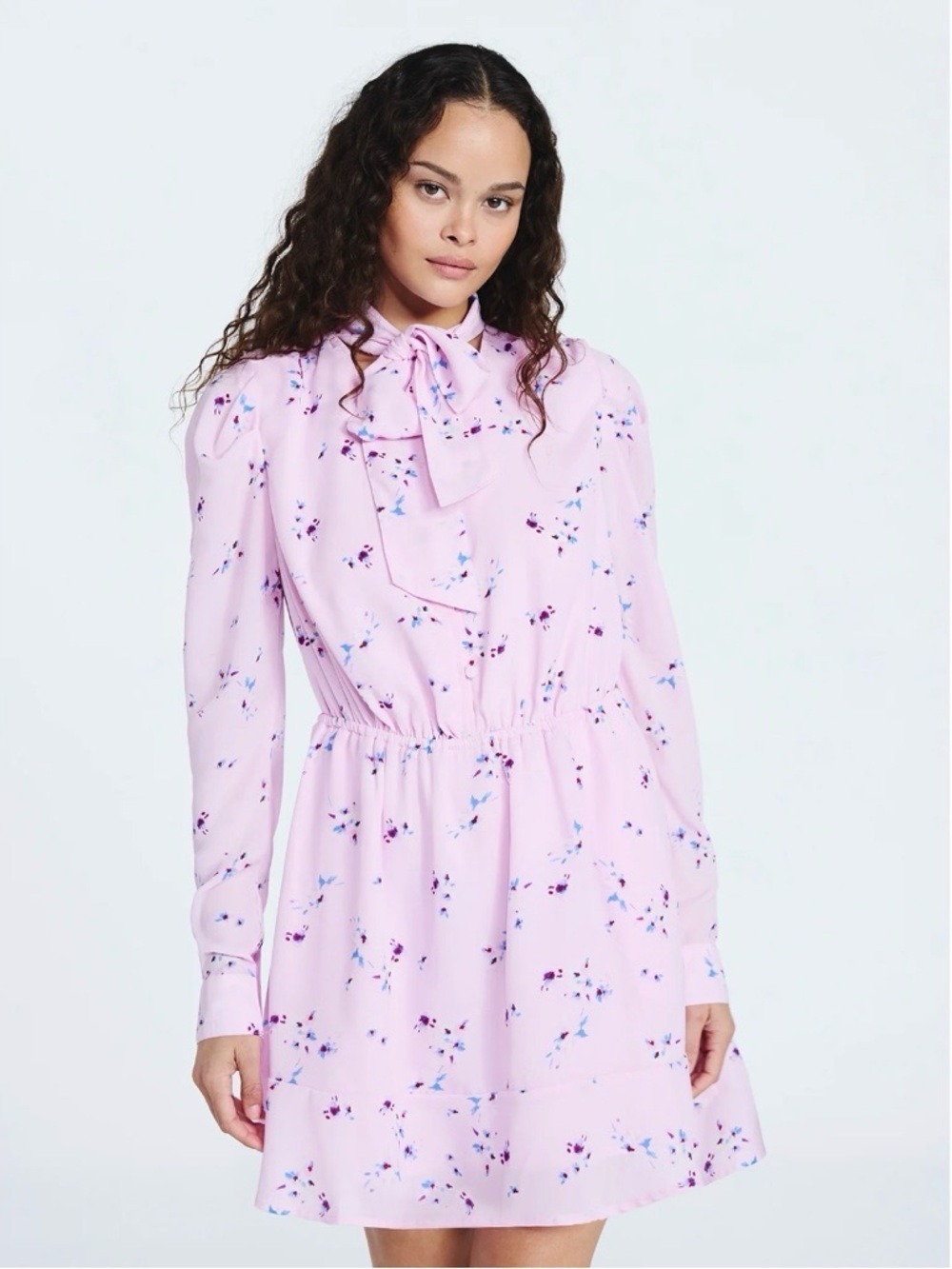 Scoop Orchid Rose Floral Tie Neck Mini Dress NWT XL - Picture 4 of 8